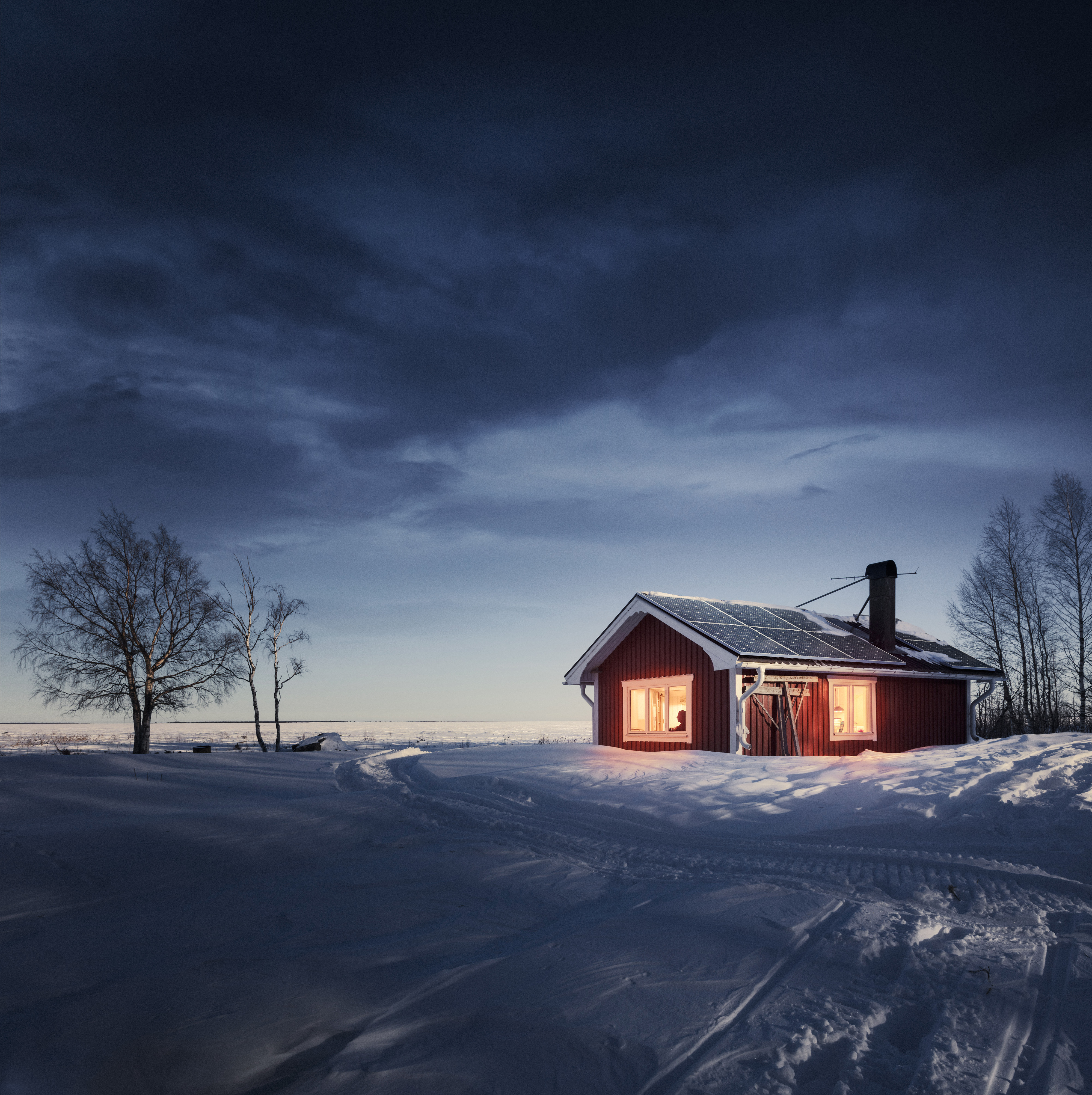 Hus i vinterlandskap